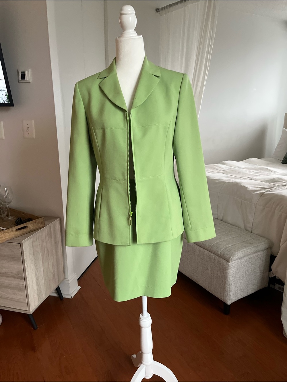 Women's Lime Green Skirt Suit Jacket and Skirt